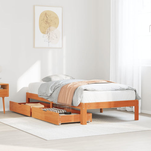 Bed Frame with Drawers without Mattress Wax Brown 100x200 cm