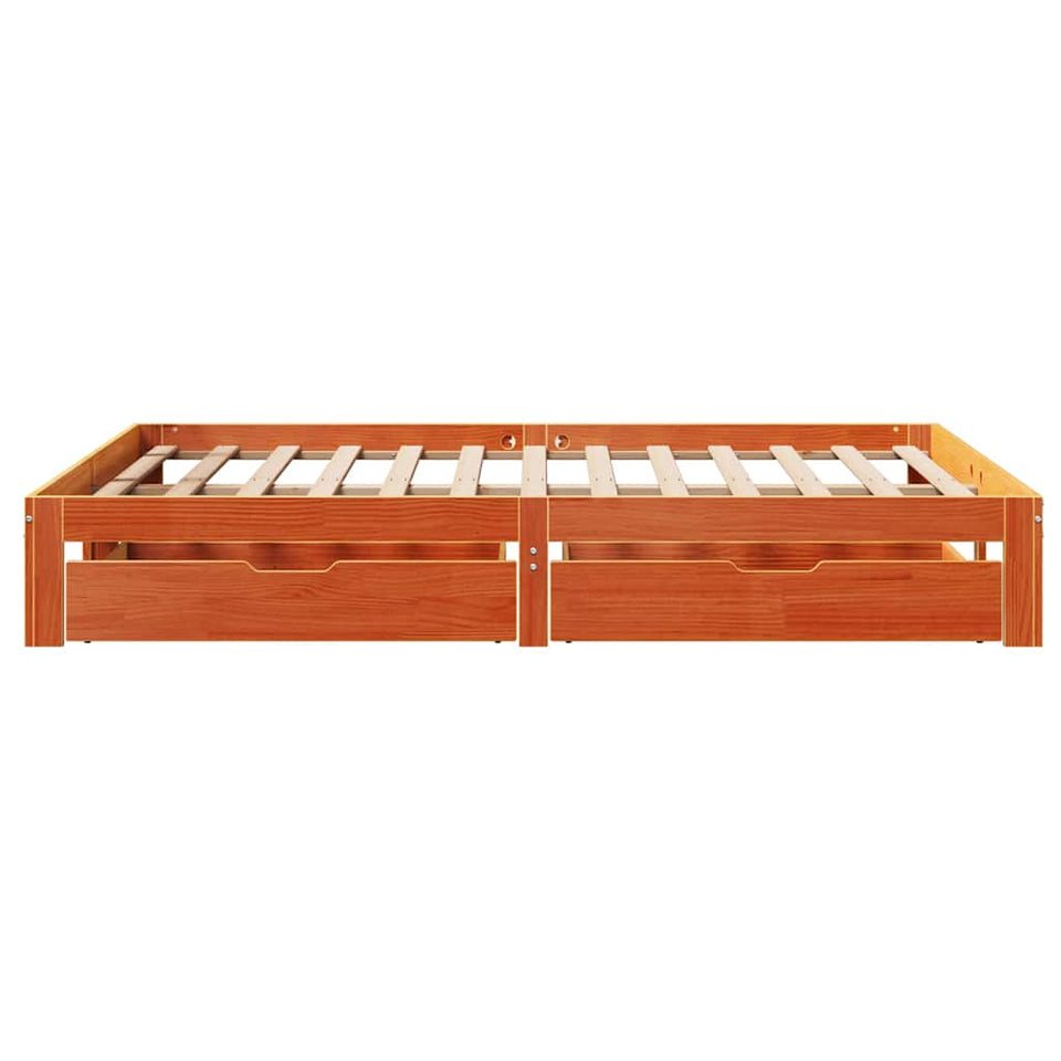 Bed Frame with Drawers without Mattress Wax Brown 140x200 cm