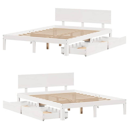 Bed Frame with Drawers without Mattress White 120x190 cm Small Double