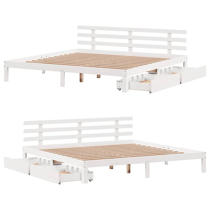 Bed Frame with Drawers without Mattress White 180x200 cm Super King