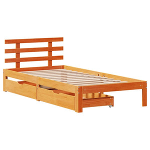 Bed Frame with Drawers without Mattress Wax Brown 90x190 cm Single