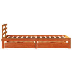 Bed Frame with Drawers without Mattress Wax Brown 90x190 cm Single