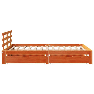 Bed Frame with Drawers without Mattress Wax Brown 140x190 cm