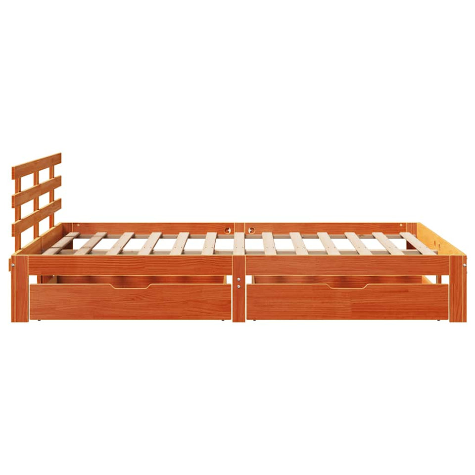 Bed Frame with Drawers without Mattress Wax Brown 140x190 cm