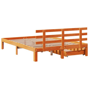 Bed Frame with Drawers without Mattress Wax Brown 140x190 cm