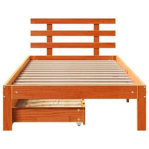 Bed Frame with Drawers without Mattress Wax Brown 90x200 cm