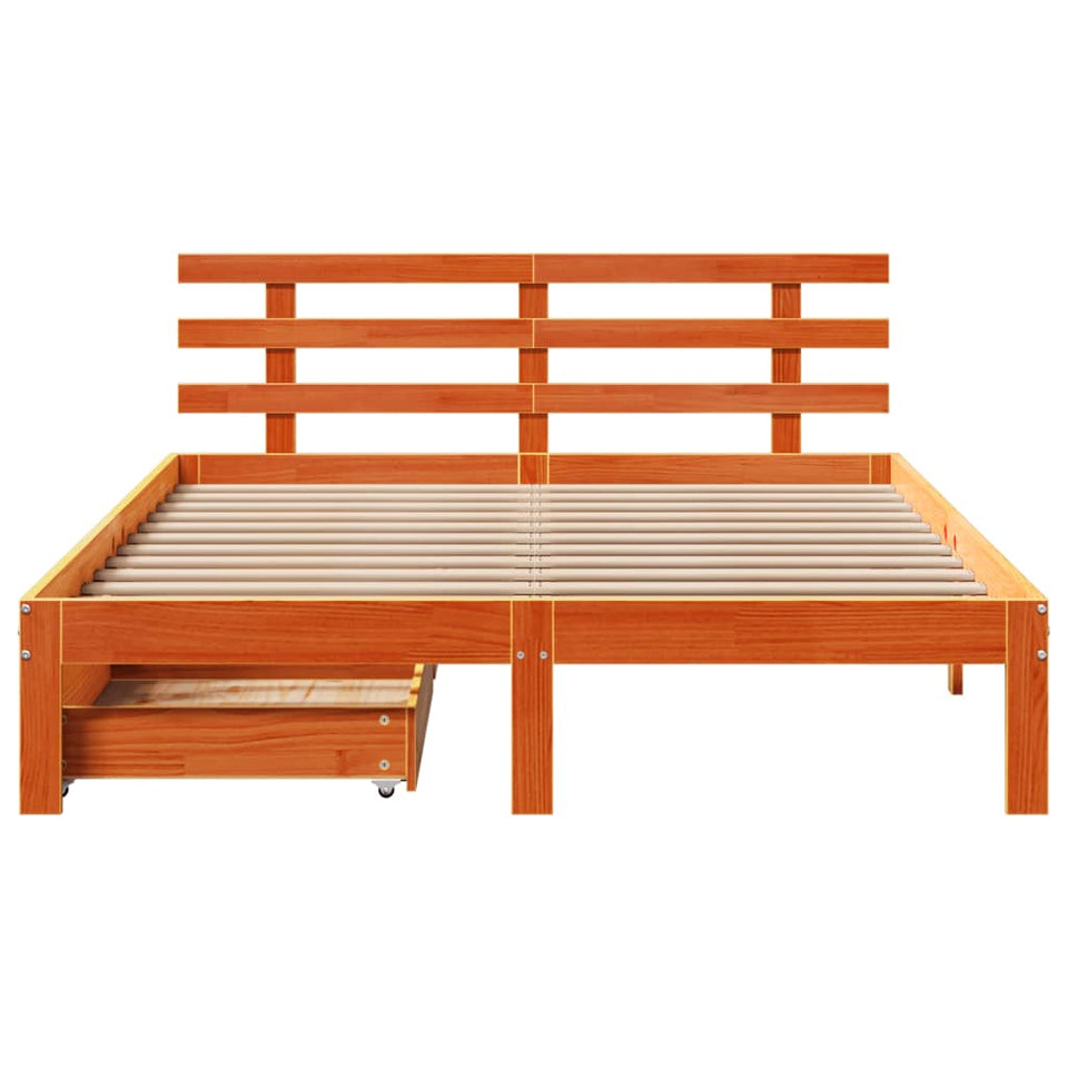 Bed Frame with Drawers without Mattress Wax Brown 160x200 cm