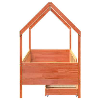 Kids Bed Frame with Drawers without Mattress 90x200 cm Solid Wood