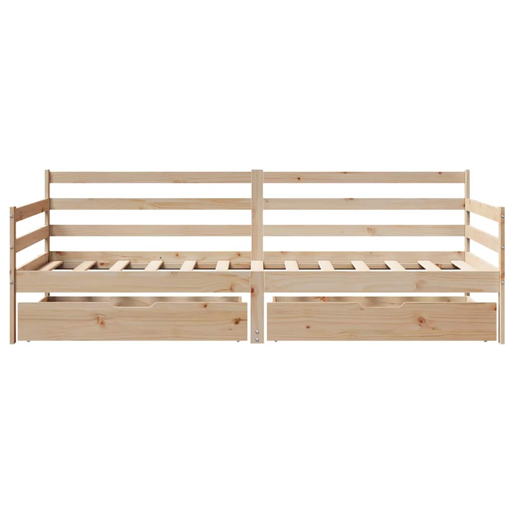 Daybed with Drawers without Mattress 90x190 cm Single Solid Wood