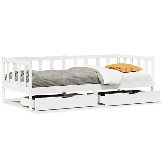 Daybed with Drawers without Mattress White 80x200 cm Solid Wood