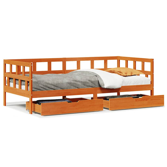 Daybed with Drawers without Mattress Wax Brown 80x200 cm Solid Wood