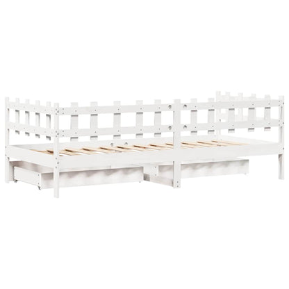 Daybed with Drawers without Mattress White 90x200 cm Solid Wood
