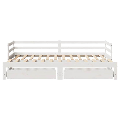 Daybed with Trundle and Drawers without Mattress White 90x190 cm Single