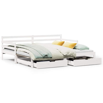 Daybed with Drawers without Mattress White 90x200 cm Solid Wood