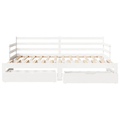 Daybed with Drawers without Mattress White 90x200 cm Solid Wood