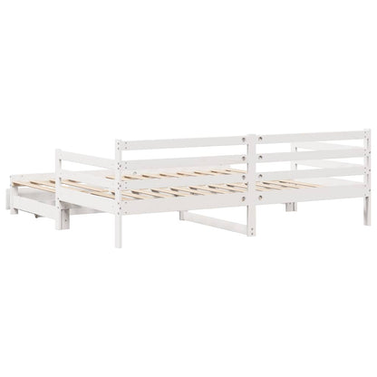 Daybed with Drawers without Mattress White 90x200 cm Solid Wood