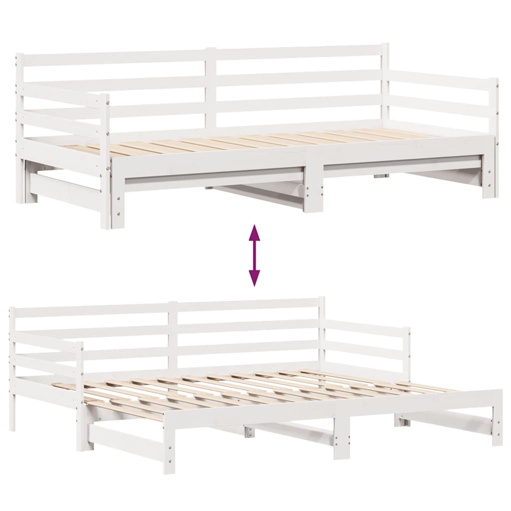 Daybed with Drawers without Mattress White 90x200 cm Solid Wood