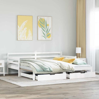 Daybed with Drawers without Mattress White 90x200 cm Solid Wood