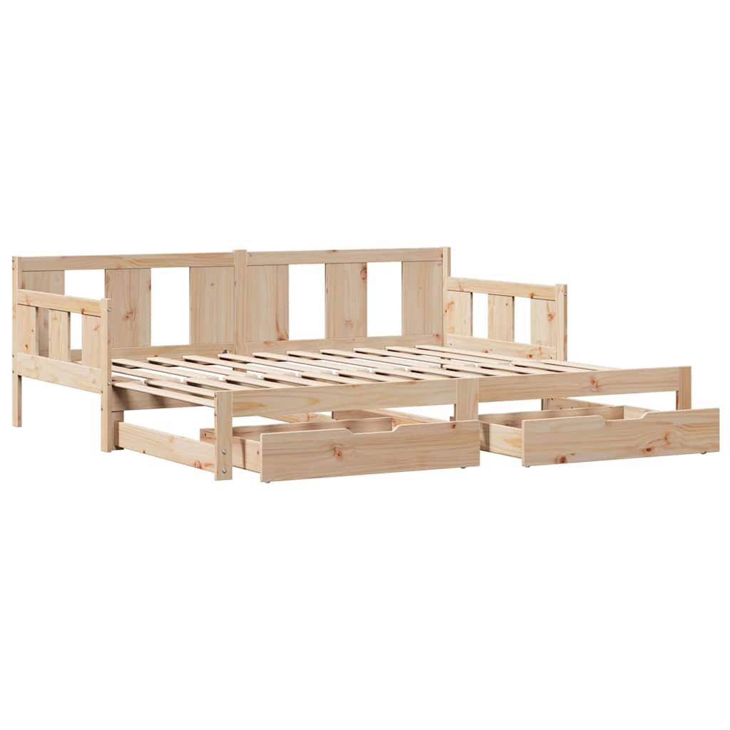 Daybed with Trundle and Drawers without Mattress 90x200 cm
