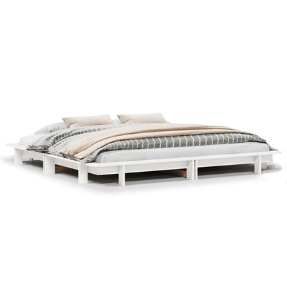 Bed Frame without Mattress White 200x200 cm Solid Wood Pine