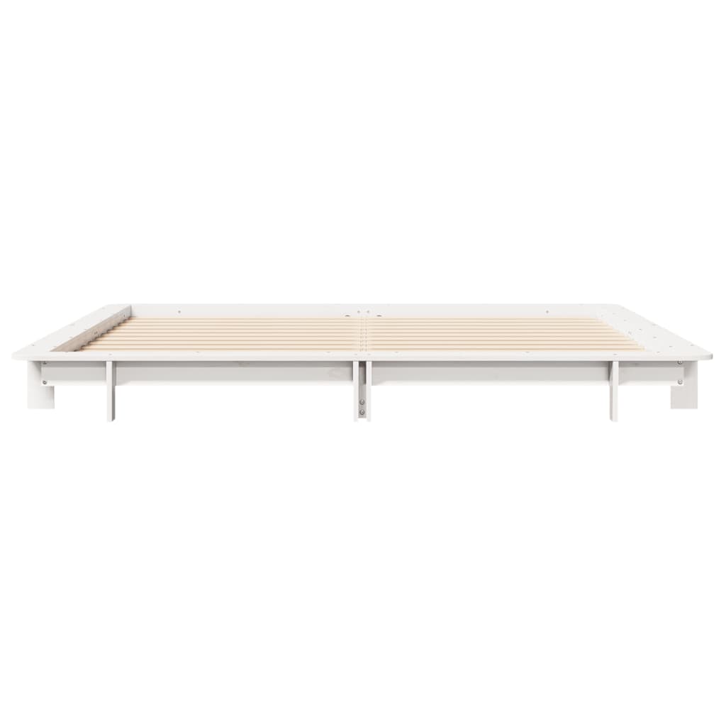 Bed Frame without Mattress White 200x200 cm Solid Wood Pine