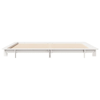 Bed Frame without Mattress White 200x200 cm Solid Wood Pine