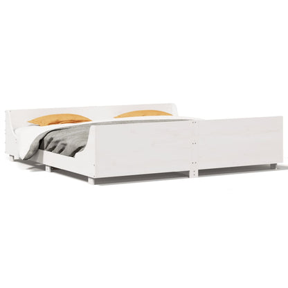 Bed Frame without Mattress White 200x200 cm Solid Wood Pine