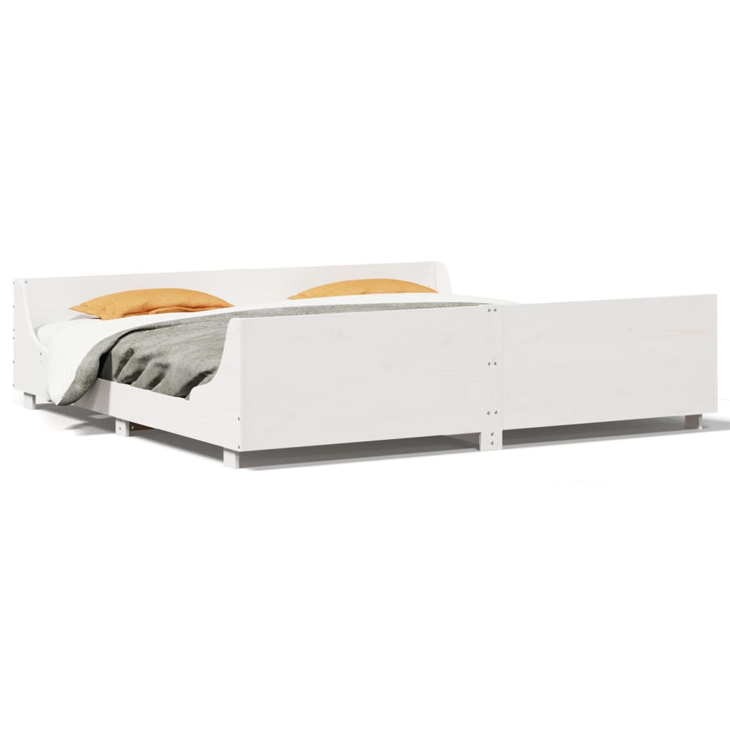 Bed Frame without Mattress White 180x200 cm Super King Solid Wood Pine