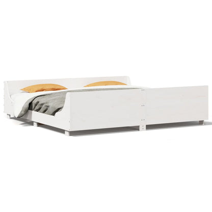 Bed Frame without Mattress White 180x200 cm Super King Solid Wood Pine
