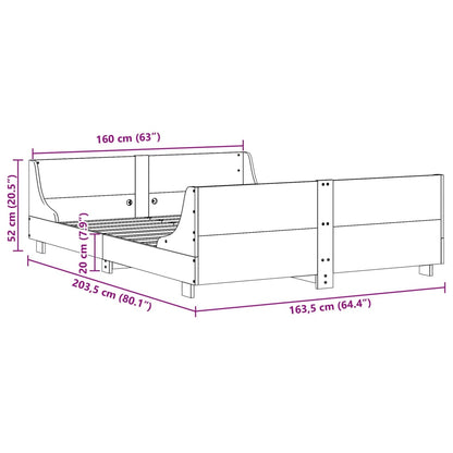 Bed Frame without Mattress White 160x200 cm Solid Wood Pine