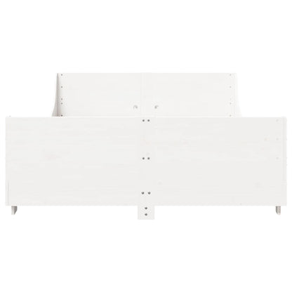 Bed Frame without Mattress White 150x200 cm King Size Solid Wood Pine