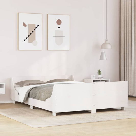 Bed Frame without Mattress White 140x200 cm Solid Wood Pine