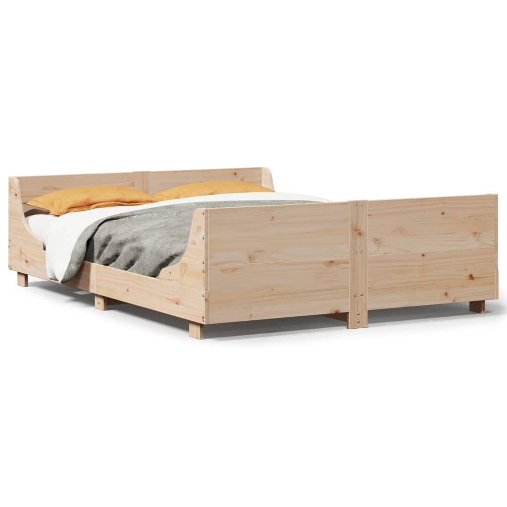 Bed Frame without Mattress 135x190 cm Double Solid Wood Pine