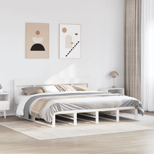 Bed Frame without Mattress White 200x200 cm Solid Wood Pine