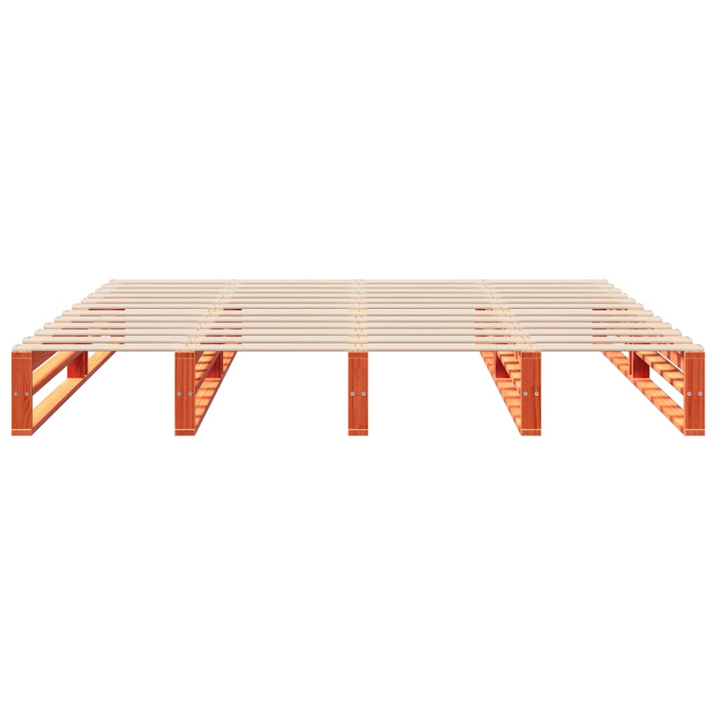 Bed Frame without Mattress Wax Brown 200x200 cm Solid Wood Pine