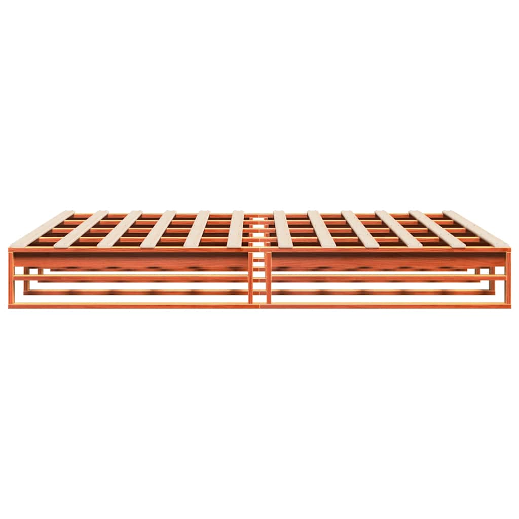 Bed Frame without Mattress Wax Brown 200x200 cm Solid Wood Pine
