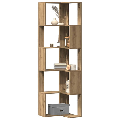 Corner Bookcase 5-Tier Artisian Oak 50x50x179 cm Engineered Wood