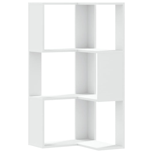 Corner Bookcase 3-Tier White 50x50x102 cm Engineered Wood