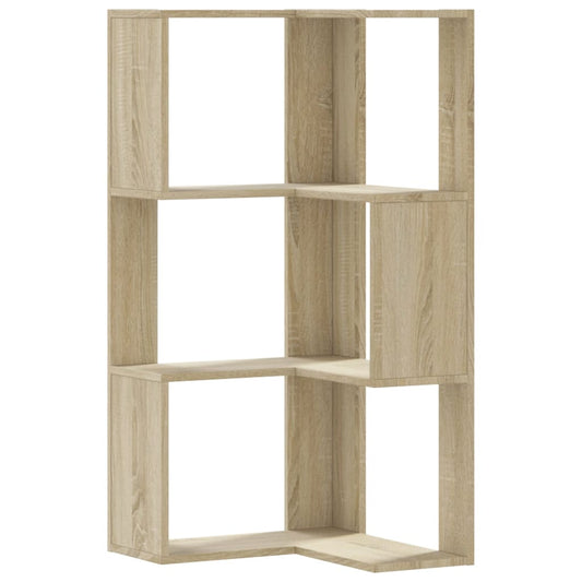 Corner Bookcase 3-Tier Sonoma Oak 50x50x102 cm Engineered Wood
