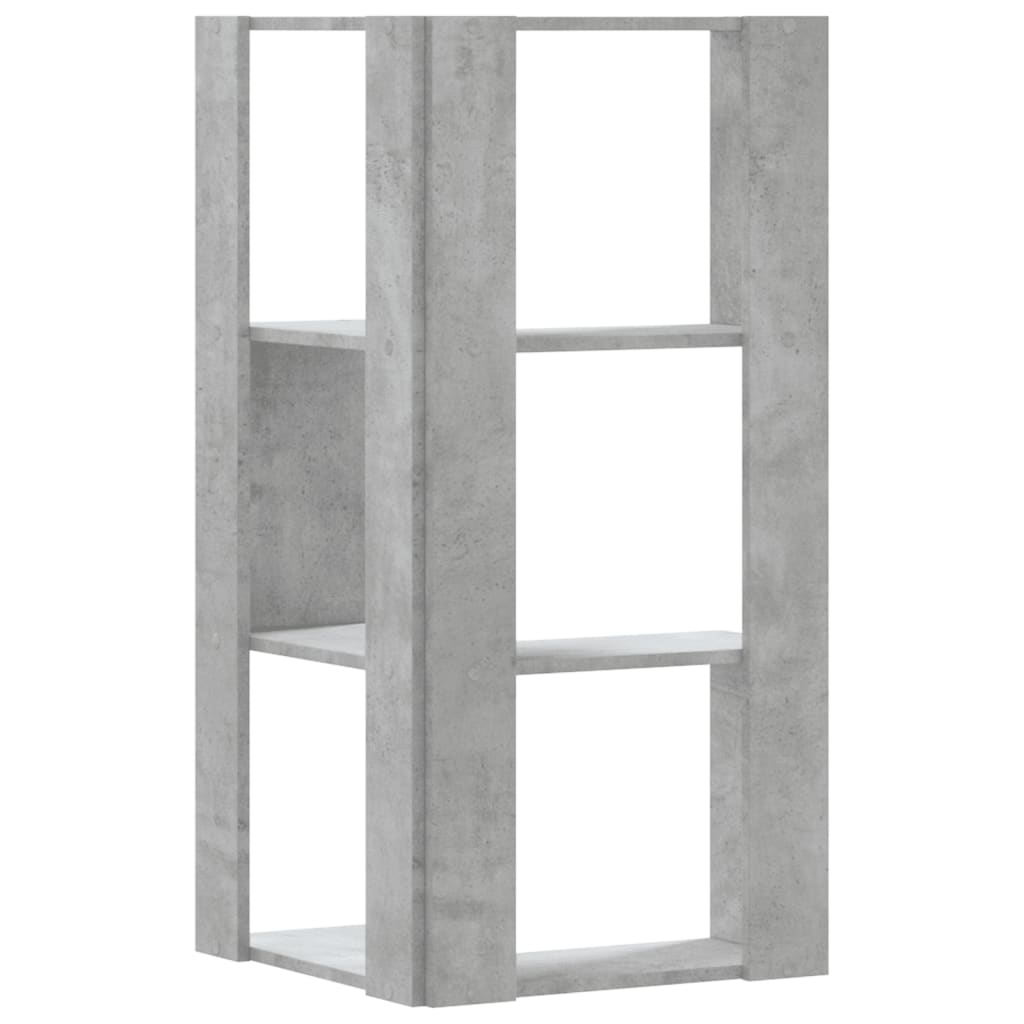 Corner Bookcase 3-Tier Concrete Grey 50x50x102 cm Engineered Wood