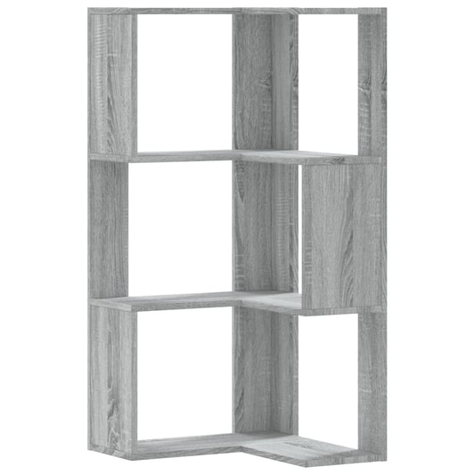 Corner Bookcase 3-Tier Grey Sonoma 50x50x102 cm Engineered Wood