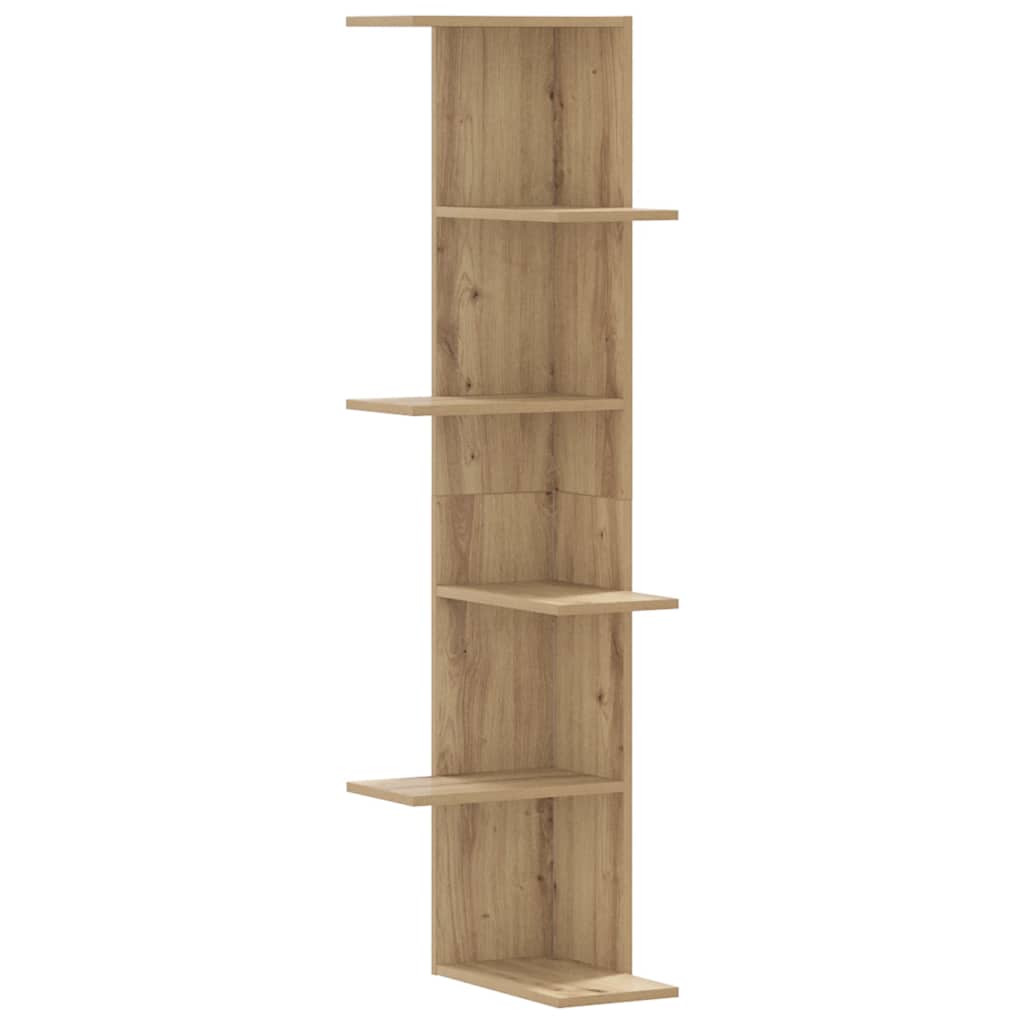 Wall Corner Shelf Artisian Oak 36.5x36.5x140 cm Engineered Wood