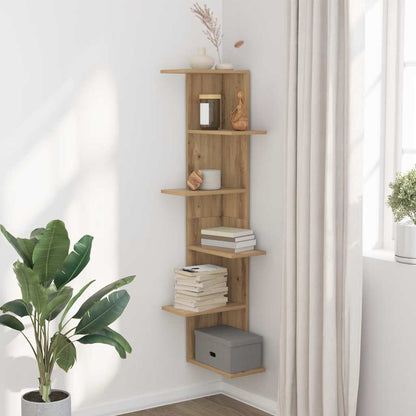 Wall Corner Shelf Artisian Oak 36.5x36.5x140 cm Engineered Wood