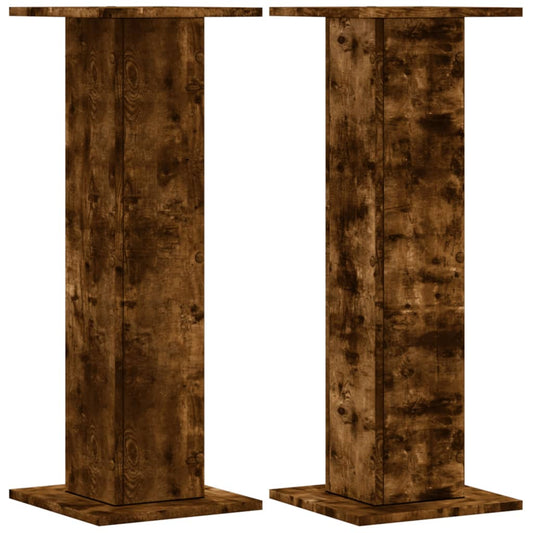 Speaker Stands 2 pcs Smoked Oak 30x30x80 cm Engineered Wood