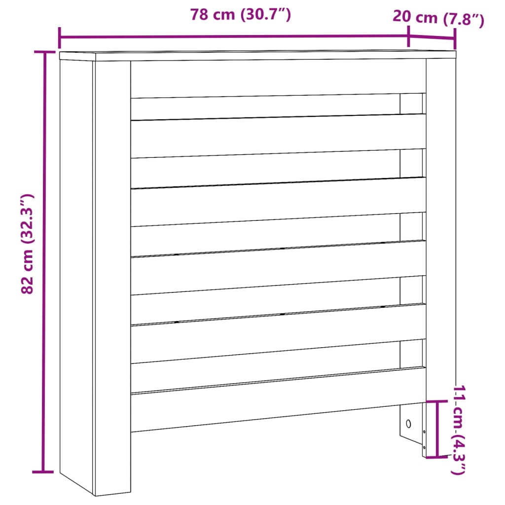 Radiator Cover Smoked Oak 78x20x82 cm Engineered Wood
