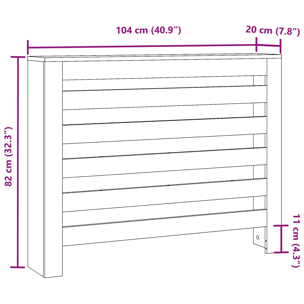 Radiator Cover Old Wood 104x20x82 cm Engineered Wood