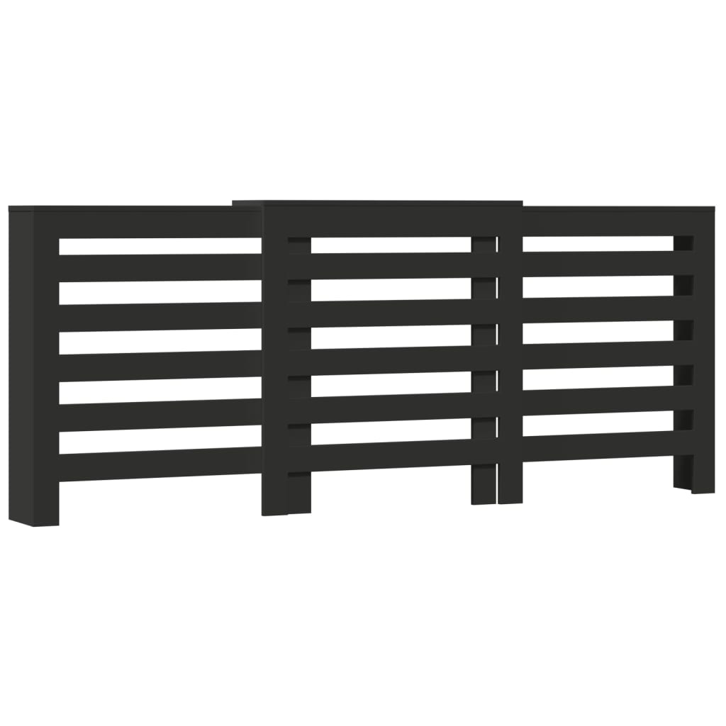 Radiator Cover Black 205x21,5x83,5 cm Engineered Wood