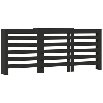 Radiator Cover Black 205x21,5x83,5 cm Engineered Wood