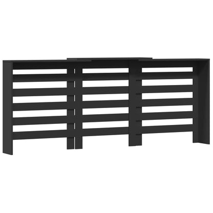 Radiator Cover Black 205x21,5x83,5 cm Engineered Wood