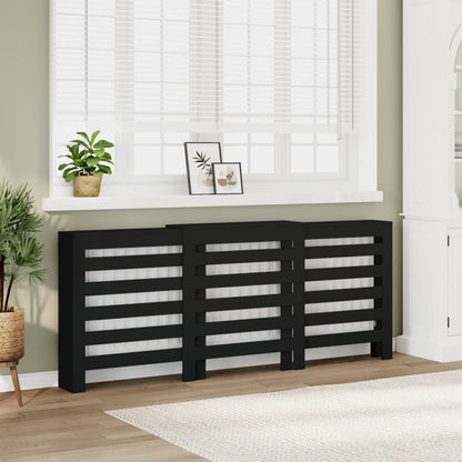 Radiator Cover Black 205x21,5x83,5 cm Engineered Wood